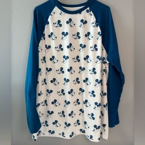Disney Mickey Mouse long sleeve raglan shirt in white and teal blue. Size XXL.